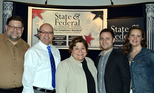State and Federal Communications’ team at the PAC National Grassroots Conference Resource Marketplace and Networking Reception. Pictured (left to right): Ren Koozer, executive director; Joe May, social media manager; Elizabeth Z. Bartz; Jon Spontarelli, compliance assistant; and Melissa Coultas, sales and marketing manager. 