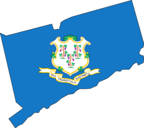 Connecticut Outline with Flag