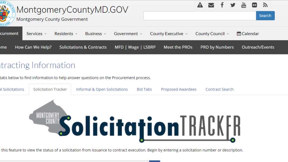 Montgomery County, Maryland Launches Bid Solicitation Tracker